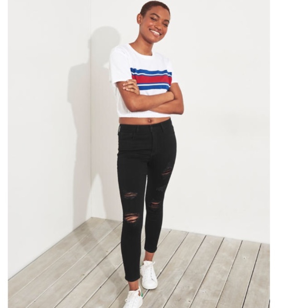 Hollister High Rise Black Cropped Skinny Jeans
